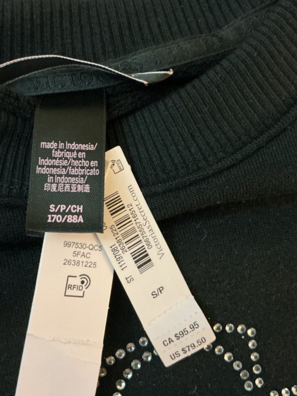 Victoria’s Secret black sweatshirt with bling logo - Picture 3 of 4